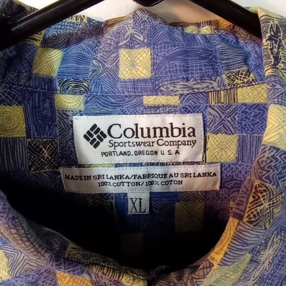 Vintage Columbia Button Front Shirt Blue Fish Size XL Hawaiian - Picture 3 of 8